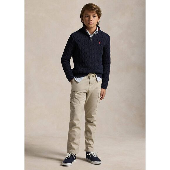 Ralph Lauren Boys 10 Chino Dress Pants Stretch Cargo Khaki Elastic Drawstring - Picture 3 of 16